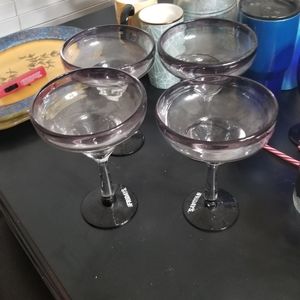 4 TGI Fridays purple margarita glasses
